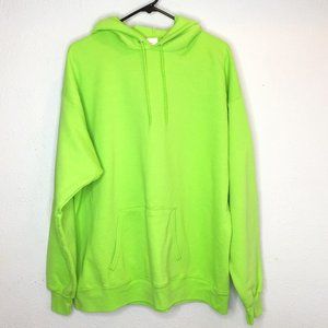 Hanes Ecosmart men's XL day glo green hoodie/hooded sweatshirt.